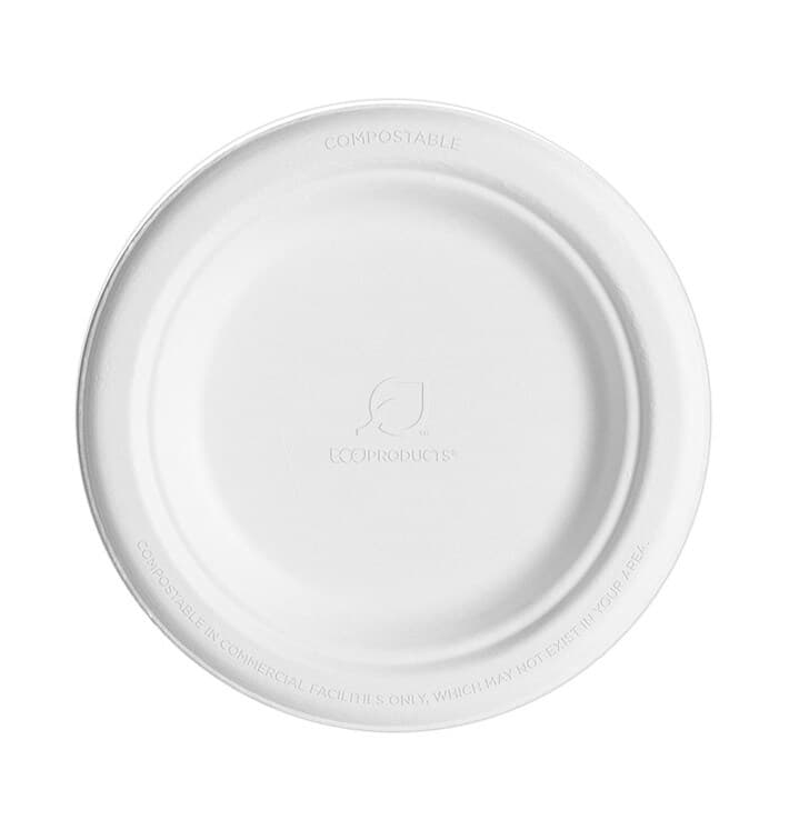 Platos de caña de azúcar BIODEGRADABLES tamaño 17cms (50 udes)